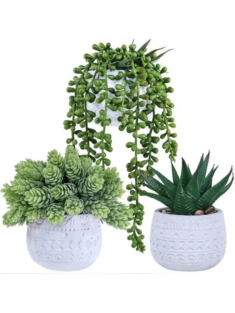small artificial succulent potted plants faux greenery home office decor 3 set